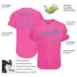 Personalized Pink Pink-Light Blue Authentic Baseball Jersey Team Custom Name and Number