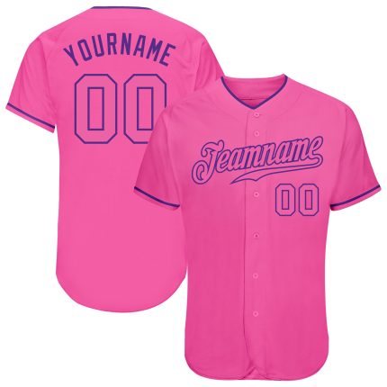 Personalized Pink Pink-Purple Authentic Baseball Jersey Team Custom Name and Number
