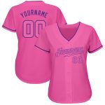 Personalized Pink Pink-Purple Authentic Baseball Jersey Team Custom Name and Number