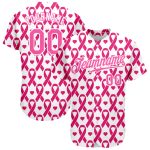 Personalized Pink Pink-White 3D Pattern Design Breast Cancer Authentic Baseball Jersey Team Custom Name and Number