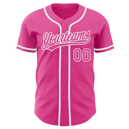 Personalized Pink Pink-White Authentic Baseball Jersey Team Custom Name and Number