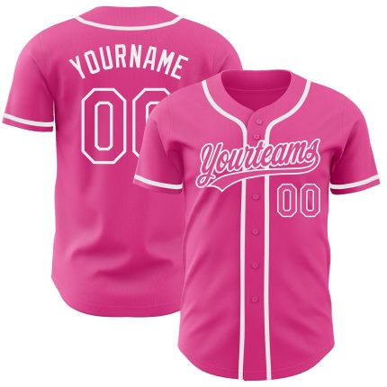 Personalized Pink Pink-White Authentic Baseball Jersey Team Custom Name and Number