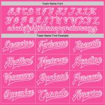 Personalized Pink Pink-White Bomber Full-Snap Varsity Letterman Split Fashion Jacket Team Custom Name and Number