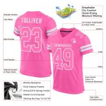 Personalized Pink Pink-White Mesh Authentic Football Jersey Team Custom Name and Number