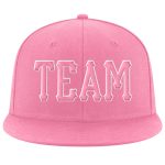 Personalized Pink Pink-White Stitched Adjustable Snapback Hat Team Custom Name and Number
