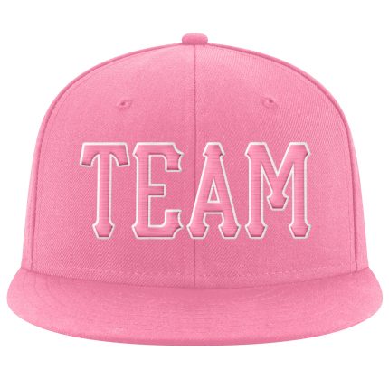 Personalized Pink Pink-White Stitched Adjustable Snapback Hat Team Custom Name and Number