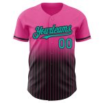 Personalized Pink Pinstripe Aqua-Black Authentic Fade Fashion Baseball Jersey Team Custom Name and Number