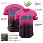Personalized Pink Pinstripe Aqua-Black Authentic Fade Fashion Baseball Jersey Team Custom Name and Number
