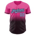 Personalized Pink Pinstripe Light Blue-Black Authentic Fade Fashion Baseball Jersey Team Custom Name and Number