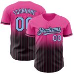 Personalized Pink Pinstripe Light Blue-Black Authentic Fade Fashion Baseball Jersey Team Custom Name and Number