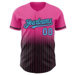 Personalized Pink Pinstripe Sky Blue-Black Authentic Fade Fashion Baseball Jersey Team Custom Name and Number