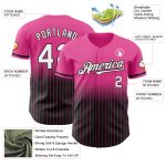 Personalized Pink Pinstripe White-Black Authentic Fade Fashion Baseball Jersey Team Custom Name and Number