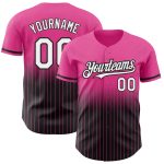 Personalized Pink Pinstripe White-Black Authentic Fade Fashion Baseball Jersey Team Custom Name and Number