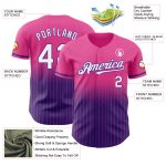 Personalized Pink Pinstripe White-Purple Authentic Fade Fashion Baseball Jersey Team Custom Name and Number