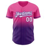 Personalized Pink Pinstripe White-Purple Authentic Fade Fashion Baseball Jersey Team Custom Name and Number