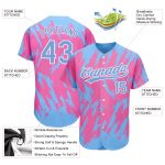 Personalized Pink Powder Blue-White 3D Pattern Design Authentic Baseball Jersey Team Custom Name and Number