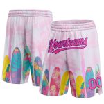Personalized Pink Purple 3D Pattern Hawaii Palm Trees Authentic Basketball Shorts Team Custom Name and Number