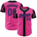 Personalized Pink Purple-Black 3 Colors Arm Shapes Authentic Baseball Jersey Team Custom Name and Number