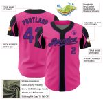 Personalized Pink Purple-Black 3 Colors Arm Shapes Authentic Baseball Jersey Team Custom Name and Number