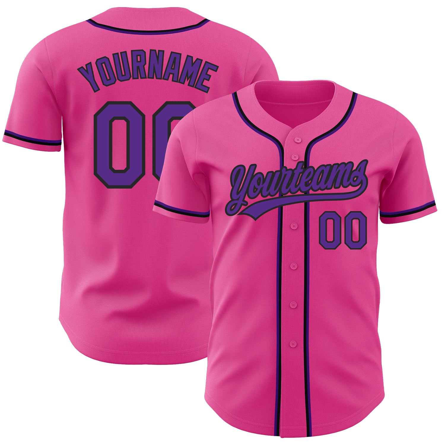 Personalized Pink Purple-Black Authentic Baseball Jersey