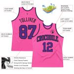 Personalized Pink Purple-Black Authentic Throwback Basketball Jersey Team Custom Name and Number