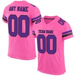 Personalized Pink Purple-Black Mesh Authentic Football Jersey Team Custom Name and Number