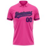 Personalized Pink Purple-Black Performance Vapor Golf Polo Shirt Team Custom Name and Number