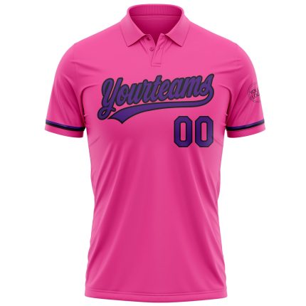 Personalized Pink Purple-Black Performance Vapor Golf Polo Shirt Team Custom Name and Number