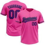 Personalized Pink Purple-Black Two-Button Unisex Softball Jersey Team Custom Name and Number