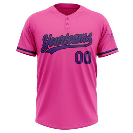 Personalized Pink Purple-Black Two-Button Unisex Softball Jersey Team Custom Name and Number