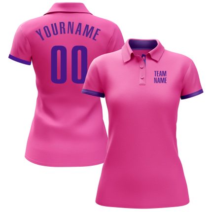 Personalized Pink Purple Performance Golf Polo Shirt Team Custom Name and Number