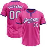 Personalized Pink Purple Pinstripe White Two-Button Unisex Softball Jersey Team Custom Name and Number
