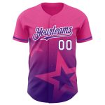 Personalized Pink Purple-White 3D Pattern Design Gradient Style Twinkle Star Authentic Baseball Jersey Team Custom Name and Number