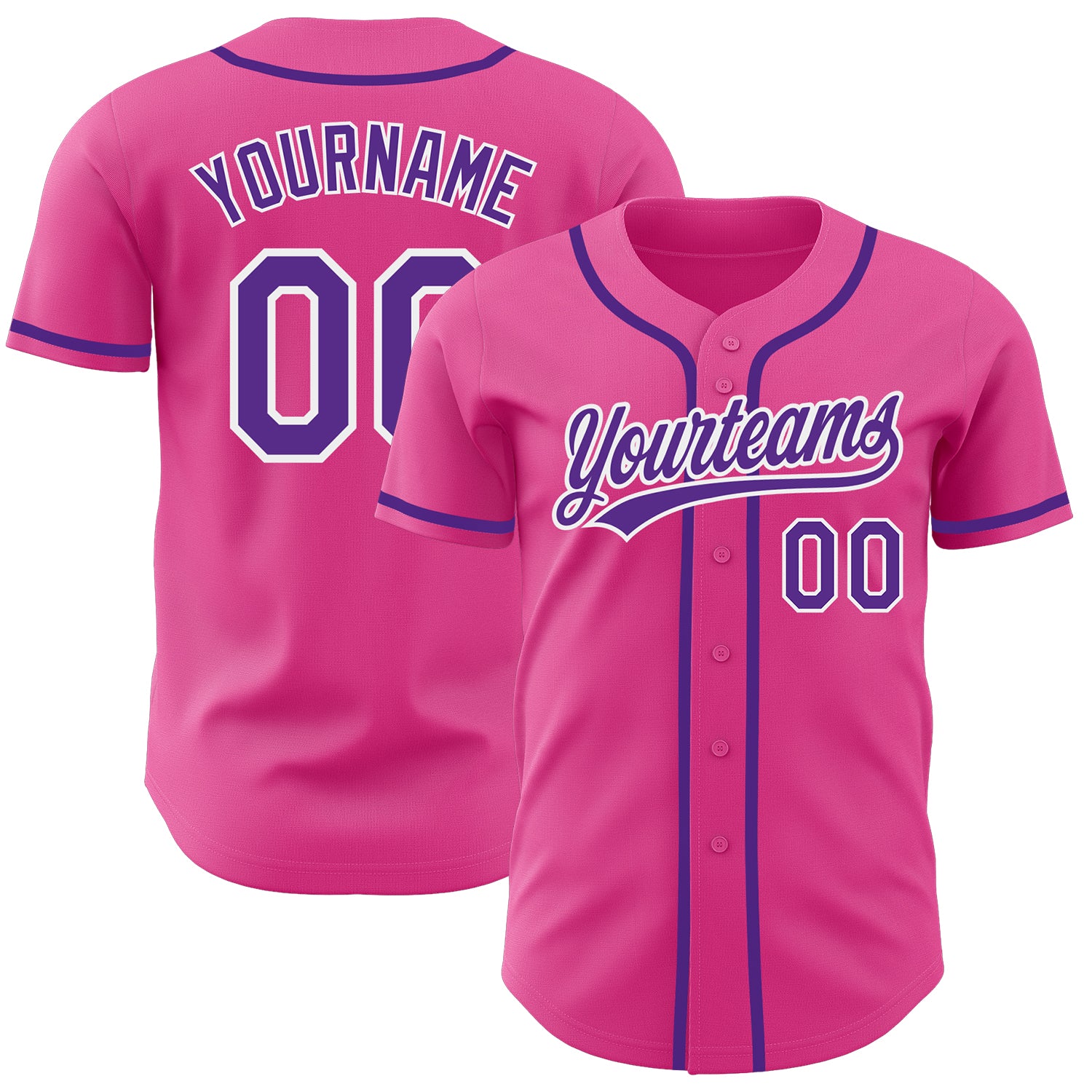 Personalized Pink Purple-White Authentic Baseball Jersey