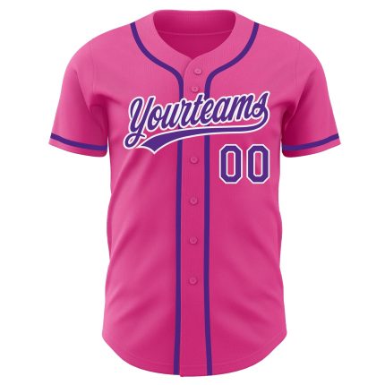 Personalized Pink Purple-White Authentic Baseball Jersey