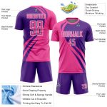 Personalized Pink Purple-White Curve Lines Sublimation Soccer Uniform Jersey Team Custom Name and Number