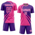Personalized Pink Purple-White Curve Lines Sublimation Soccer Uniform Jersey Team Custom Name and Number