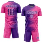 Personalized Pink Purple-White Gradient Arrow Sublimation Soccer Uniform Jersey Team Custom Name and Number