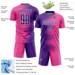 Personalized Pink Purple-White Gradient Arrow Sublimation Soccer Uniform Jersey Team Custom Name and Number