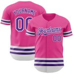 Personalized Pink Purple-White Line Authentic Baseball Jersey Team Custom Name and Number