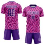 Personalized Pink Purple-White Snake Skin Sublimation Soccer Uniform Jersey Team Custom Name and Number