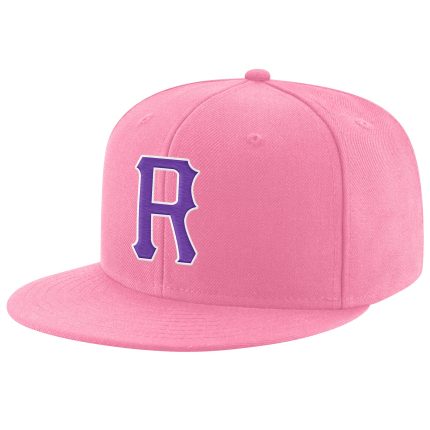 Personalized Pink Purple-White Stitched Adjustable Snapback Hat Team Custom Name and Number