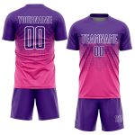 Personalized Pink Purple-White Sublimation Soccer Uniform Jersey Team Custom Name and Number