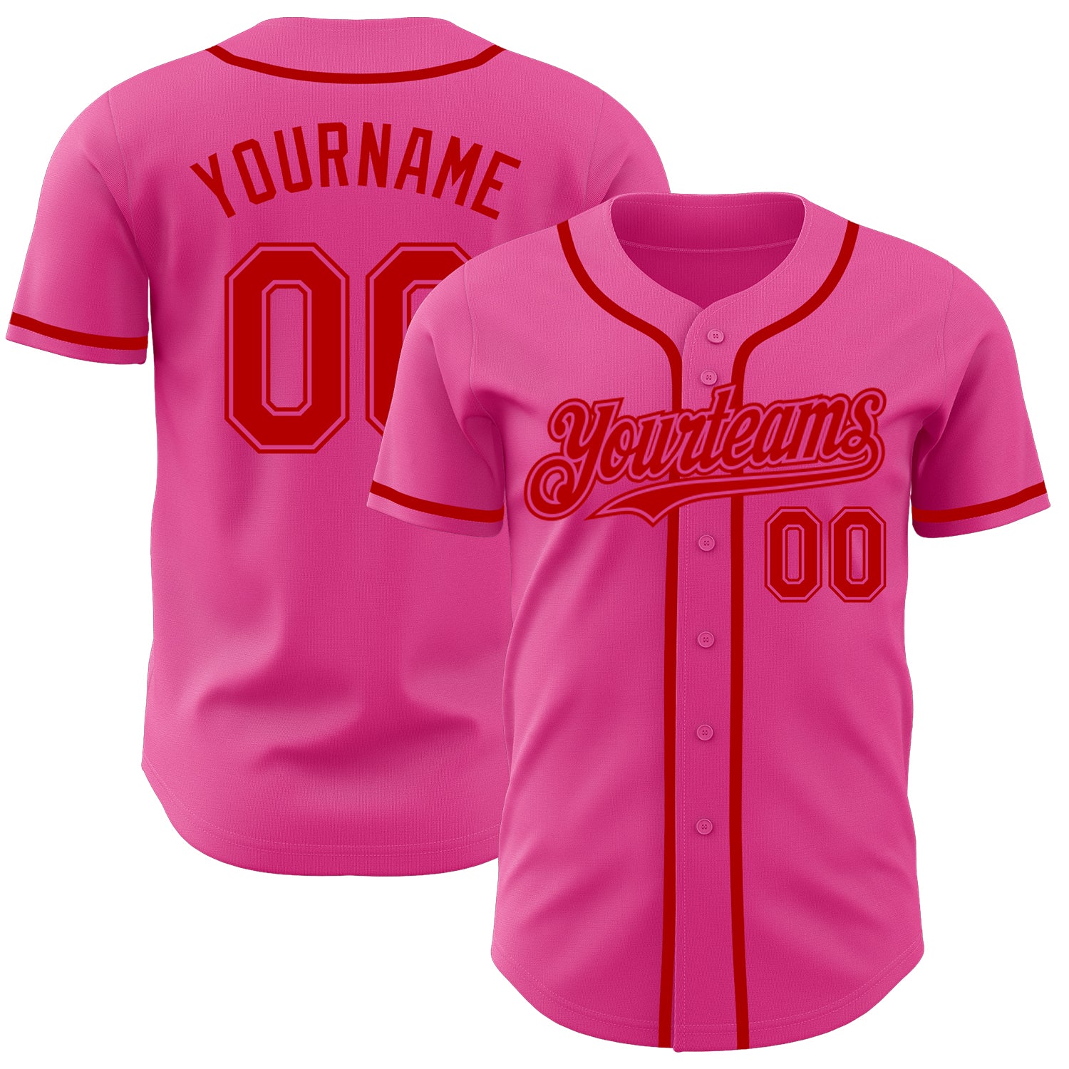Personalized Pink Red Authentic Baseball Jersey Team Custom Name and Number