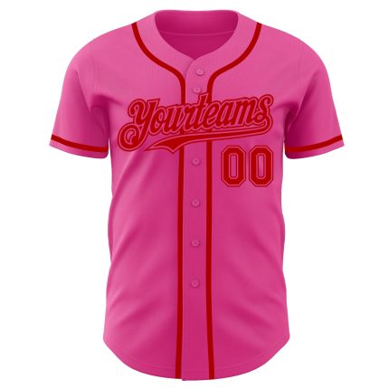 Personalized Pink Red Authentic Baseball Jersey Team Custom Name and Number