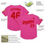 Personalized Pink Red Mesh Authentic Throwback Baseball Jersey Team Custom Name and Number