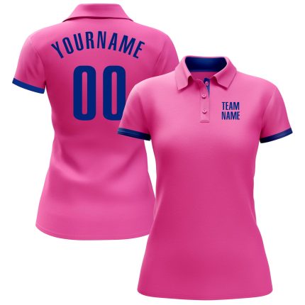 Personalized Pink Royal Performance Golf Polo Shirt Team Custom Name and Number