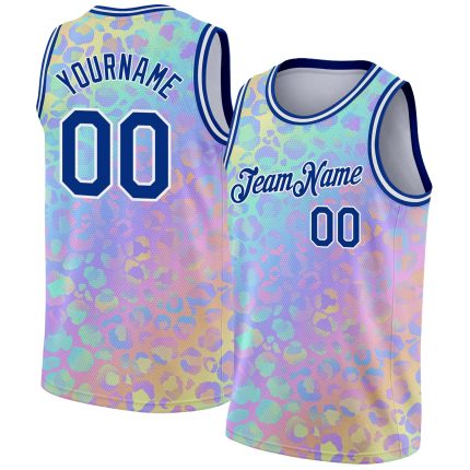 Personalized Pink Royal-White 3D Pattern Design Leopard Print Authentic Basketball Jersey Team Custom Name and Number