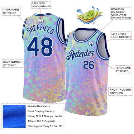 Personalized Pink Royal-White 3D Pattern Design Leopard Print Authentic Basketball Jersey Team Custom Name and Number