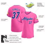 Personalized Pink Royal-White Authentic Baseball Jersey Team Custom Name and Number